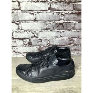 Common Projects Black Leather Low Top Lace Up Sneakers Shoes Men Sz 41EU/8M US